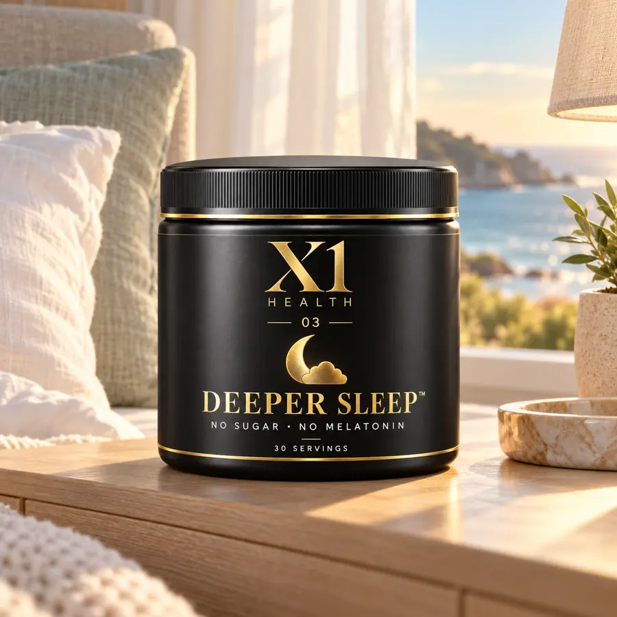 X1 Health Deeper Sleep tub in a sunlit coastal bedroom