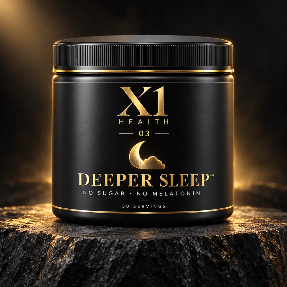X1 Health Deeper Sleep tub on dark stone with gold lighting